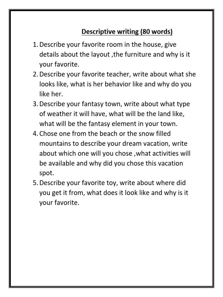 Descriptive Writing | PDF