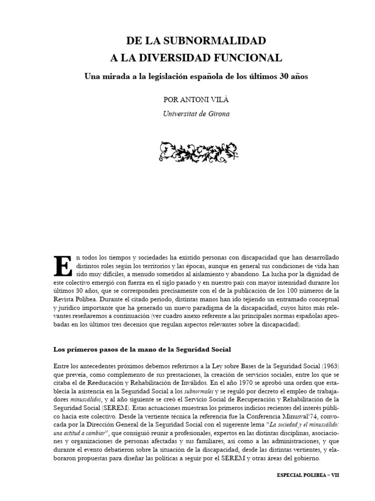 Evolución de la Discapacidad en España | PDF | Invalidez | Politica social