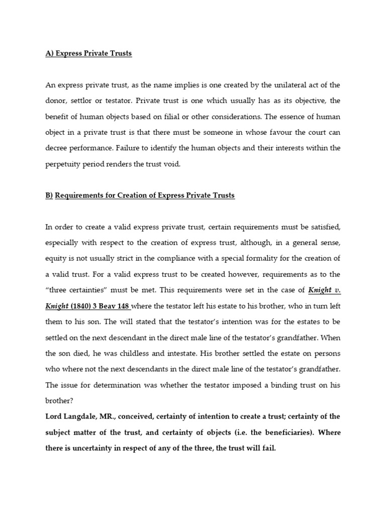 Express Private Trusts Explained | PDF | Will And Testament | Civil Law ...