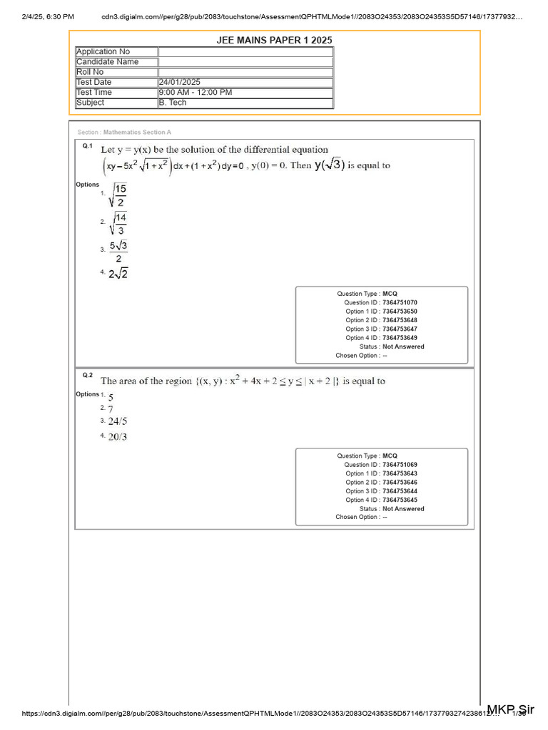 Jee Mains 2025 Jan All Shifts Pages 5 | PDF | Multiple Choice | Career ...