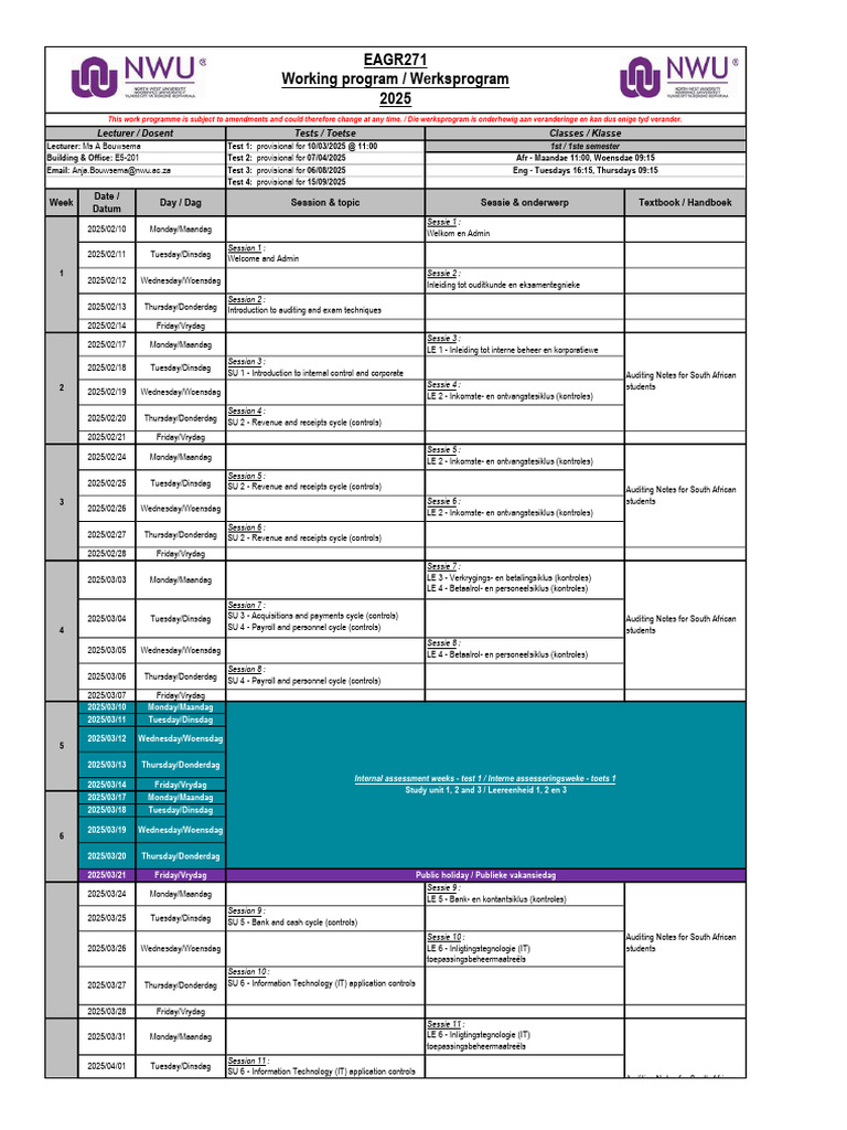 EAGR271+Working+Program+2025 | PDF | Academic Term | Business