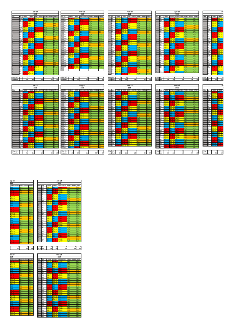 Monthly Shift Schedule Overview | PDF