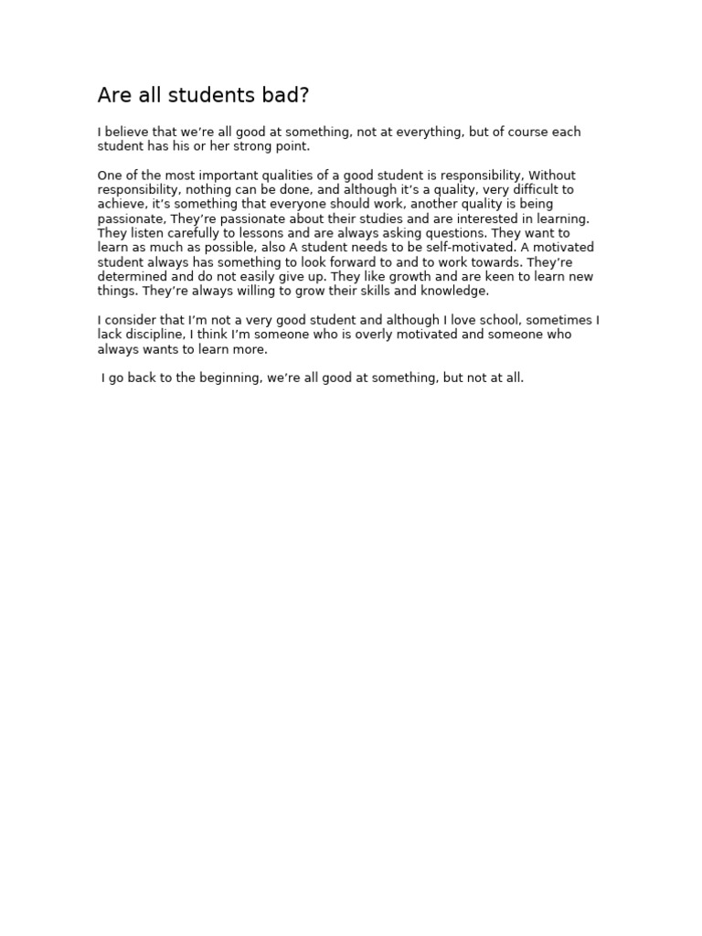 Are All Students Bad? | PDF