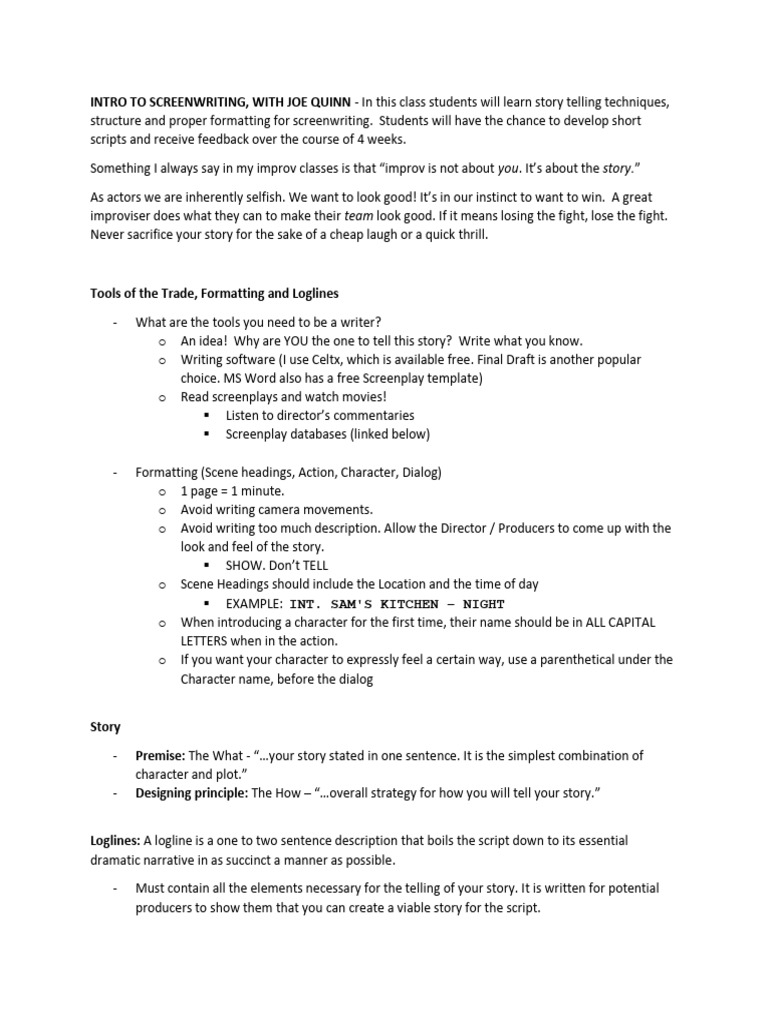 Screenwriting Techniques and Tips | PDF | Screenplay