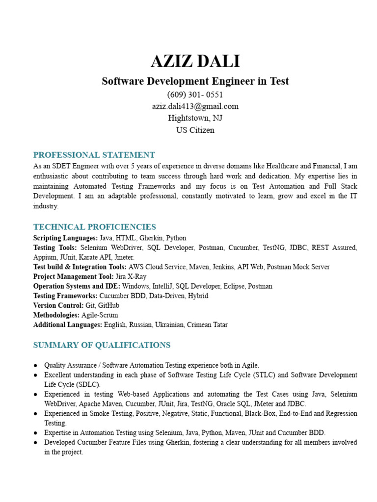 SDET Expertise & Experience | PDF | Selenium (Software) | Software ...