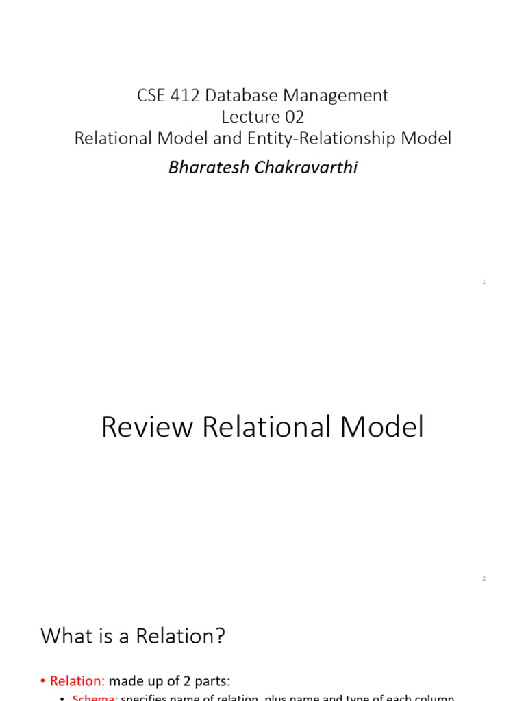 Lecture 02 | PDF | Relational Model | Data Management