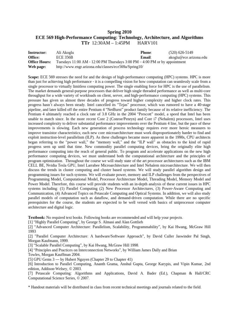 High-Performance Computing Course Overview | PDF | Parallel Computing ...