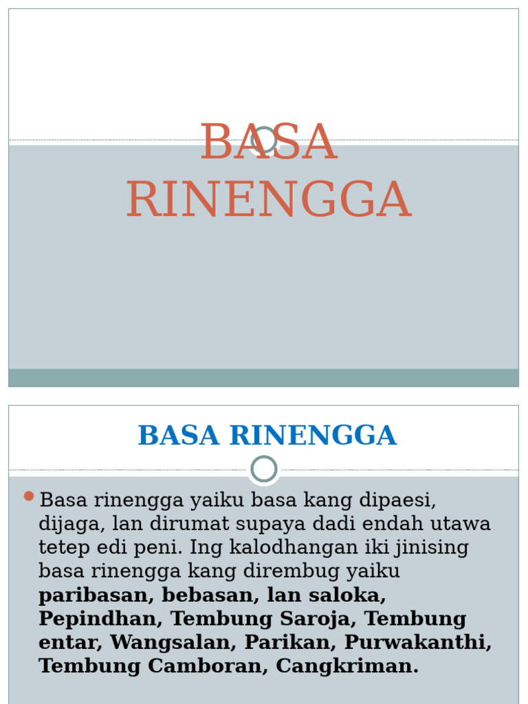 Jenis dan Contoh Basa Rinengga | PDF
