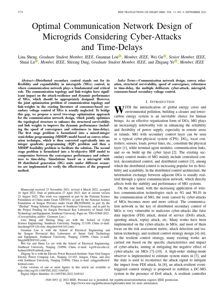 Optimal Communication Network Design of Microgrids Considering Cyber ...