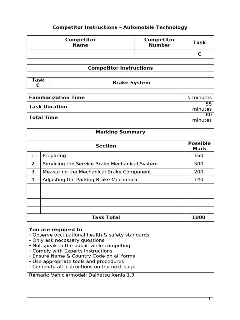 Task - C Brake, LOS-2013 JATIM Automotive (Kompt) | PDF | Brake ...
