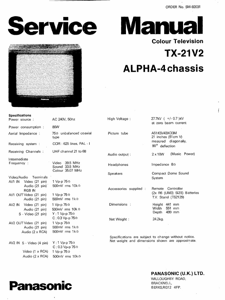 Panasonic CH Alpha-4 TX-21v2 SM | PDF