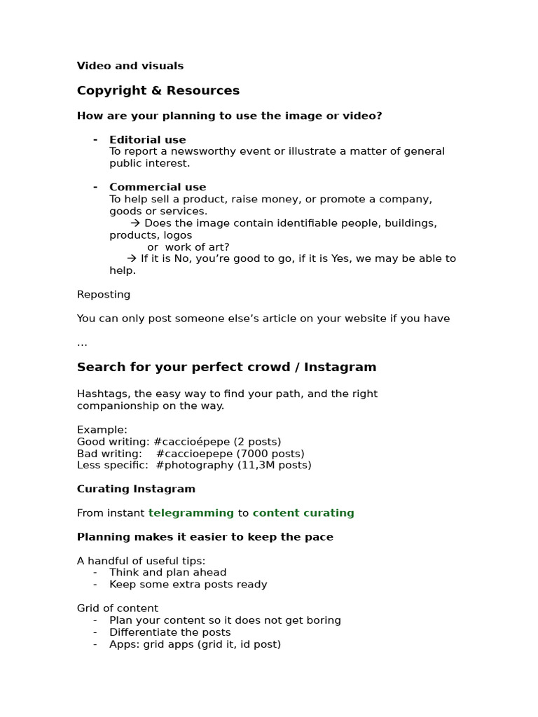 Visual Content Usage and Planning Guide | PDF