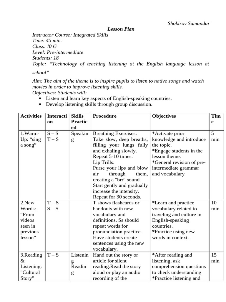 Teaching Listening Skills in English | PDF | Reading Comprehension ...