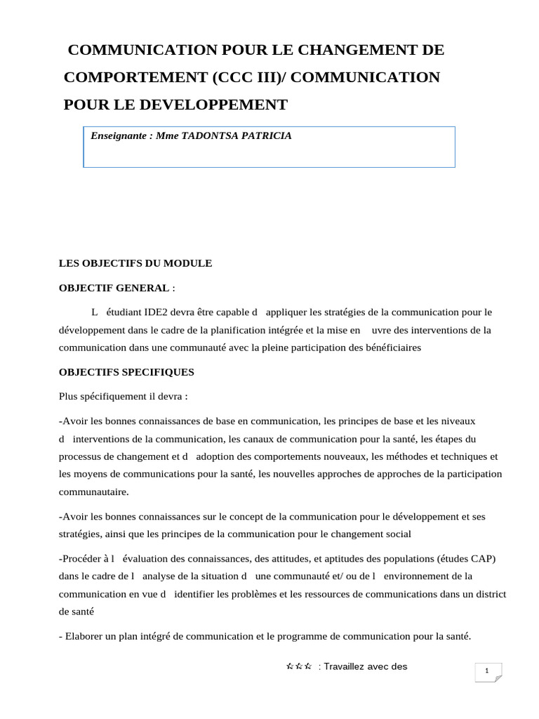 Communication pour le Changement de Comportement | PDF | la ...