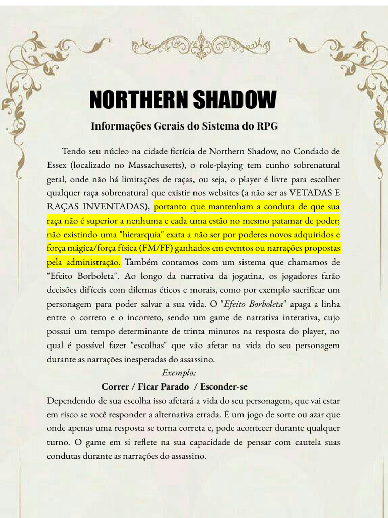 RPG Northern Shadow: Decisões e Consequências | PDF