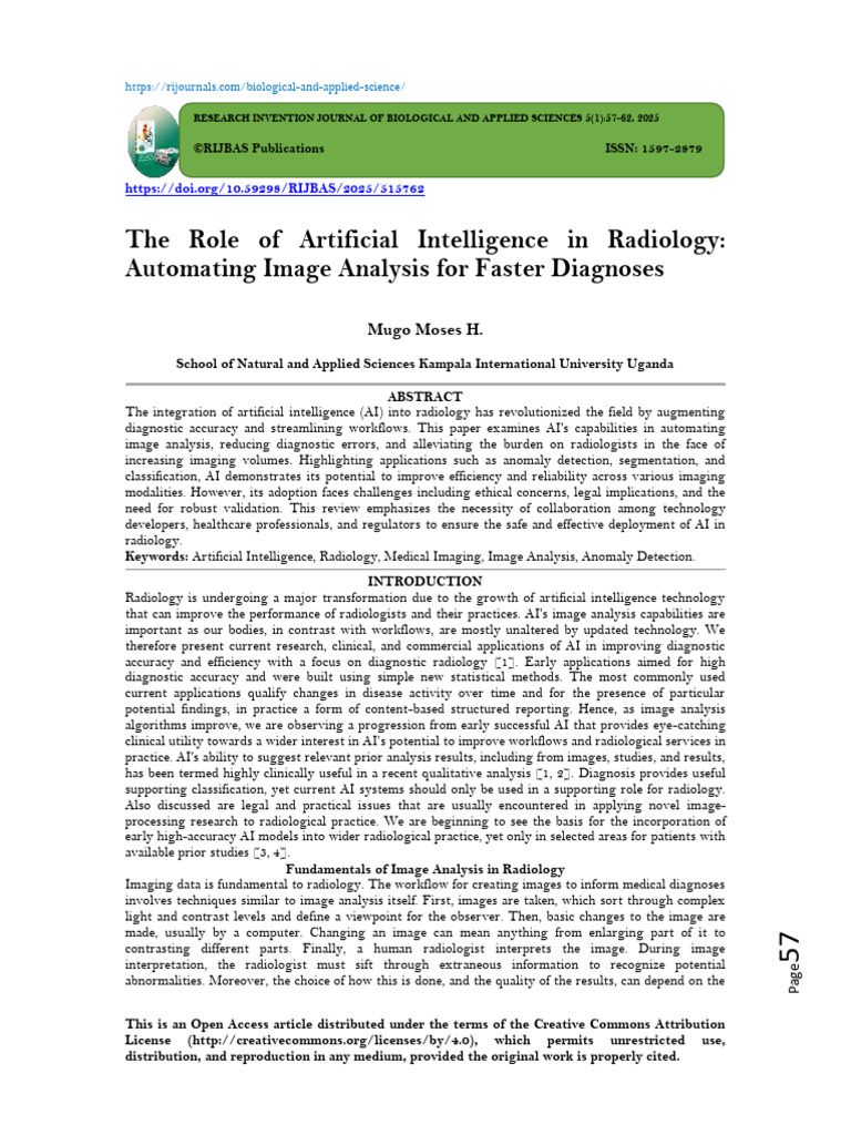 The Role of Artificial Intelligence in Radiology: Automating Image ...