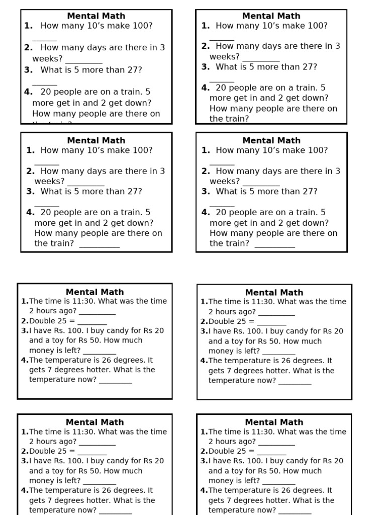 Mental math 2 class 2 pdf