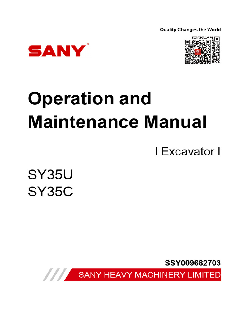 Manual de Operação e Manutenção Mini Escavadeira Sany