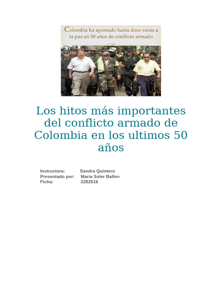 Hitos del Conflicto Armado en Colombia | PDF | Colombia | Guerra de ...