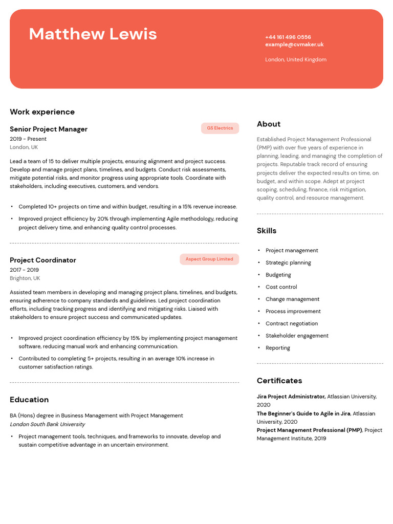 Senior Project Manager Resume Overview | PDF | Project Management ...