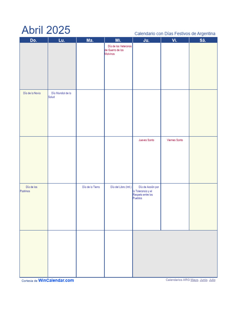 Calendario Abril 2025 | PDF