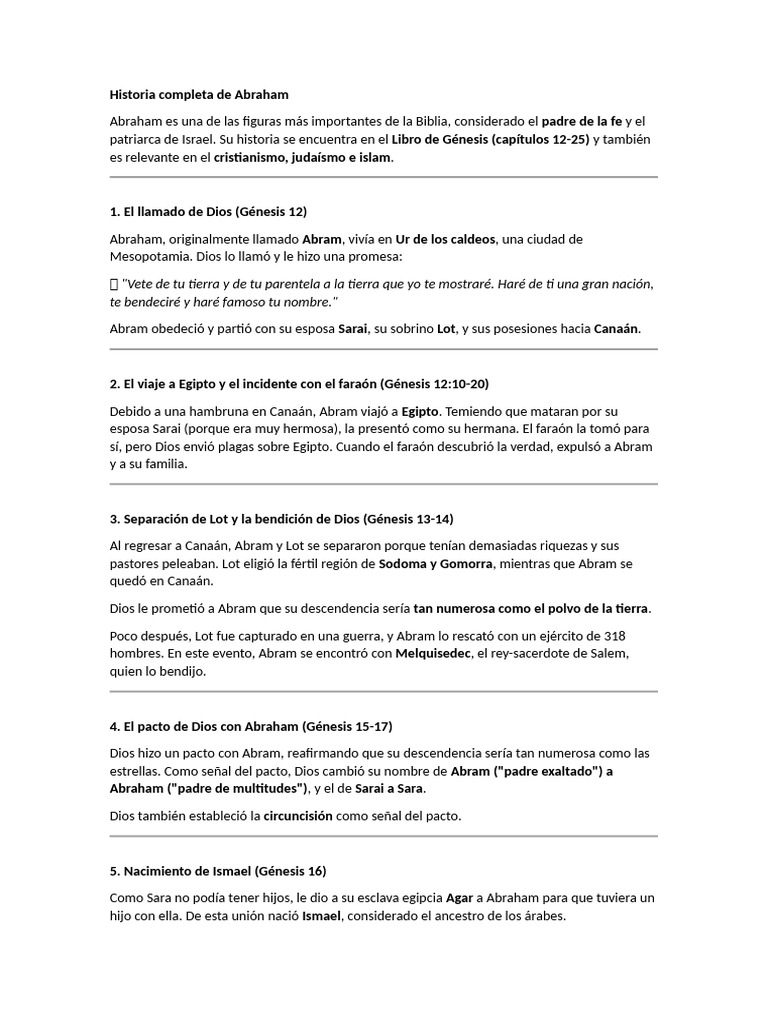 Historia de Abraham: Fe y Promesas Bíblicas | PDF | Abrahán | Ismael