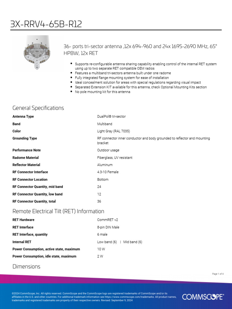 3x rrv4 65b r12 Product Specifications | PDF | Antenna (Radio) | Waves