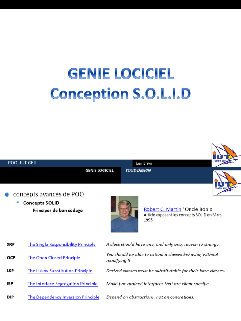 Principes SOLID en POO | PDF | Programmation orientée objet ...