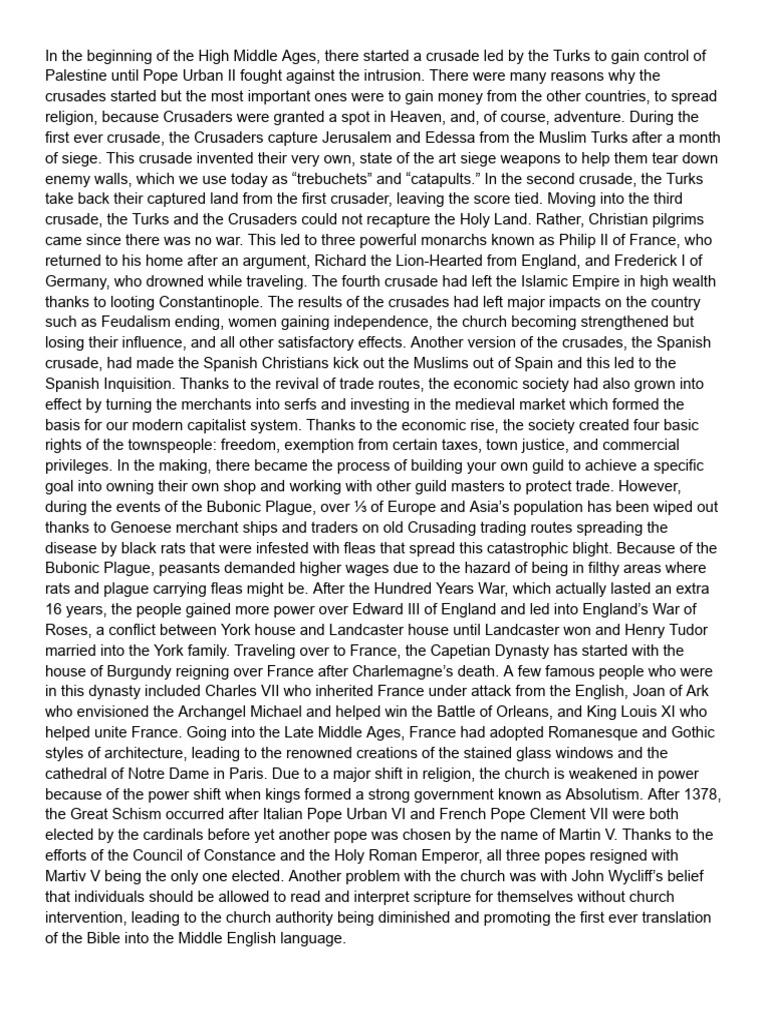 2.2d - High Middle Ages - Notes | PDF | Crusades | Middle Ages