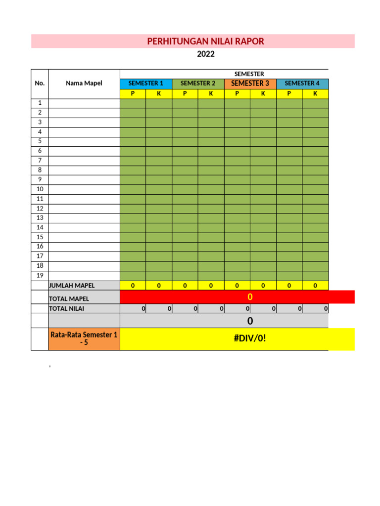 Perhitungan Nilai Rapor v2 | PDF