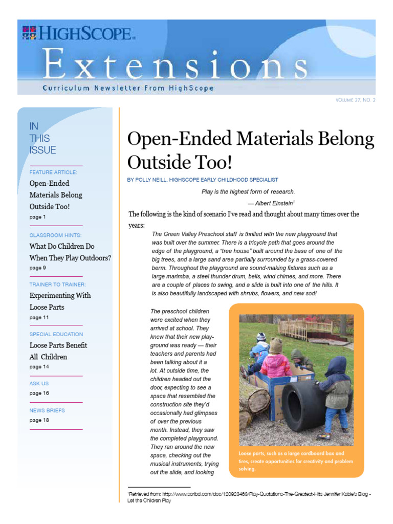Open-Ended Materials Belong Outside Too | PDF | Playground | Learning