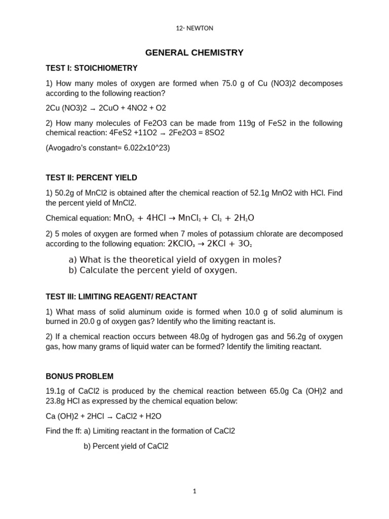 Gen-Chem Quiz | PDF