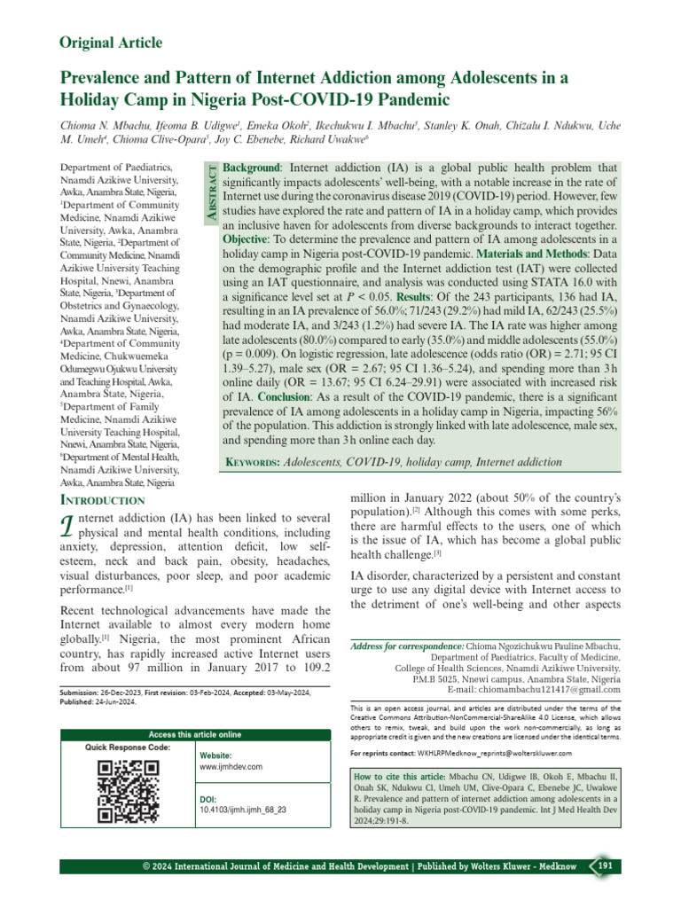 Prevalence and Pattern of Internet Addiction Among.5 | PDF
