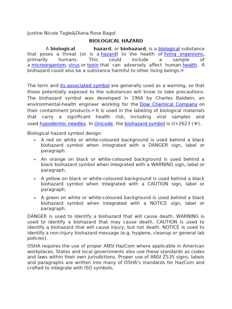 Understanding Biological Hazards | PDF