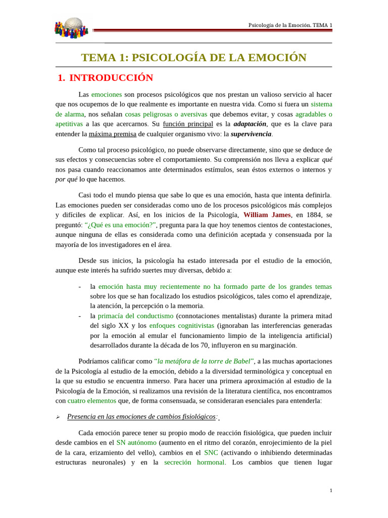 Psicología de la Emoción: Introducción | PDF | Las emociones | Sistema ...