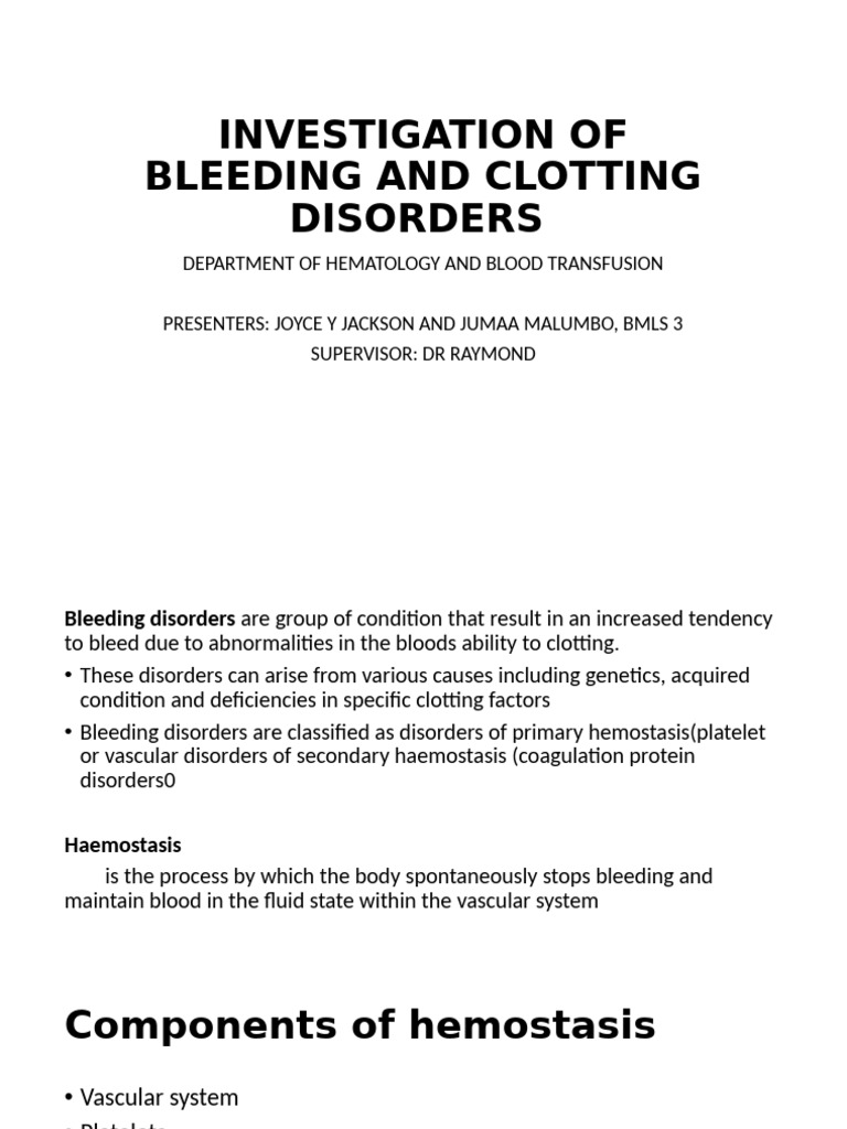Bleeding and Clotting Disorders Overview | PDF | Coagulation | Hemostasis