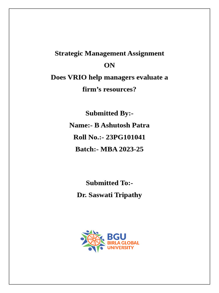 Strategic Management Assignment | PDF | Competitive Advantage ...