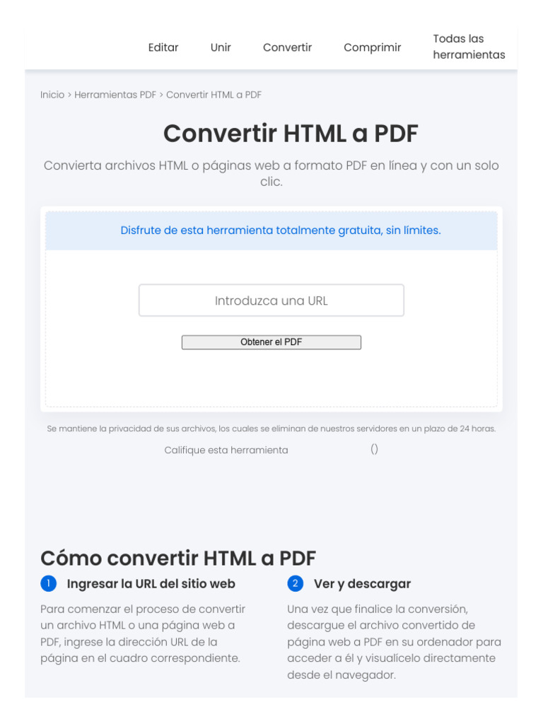 Convertir HTML a PDF en línea gratis | PDF | HTML | Red mundial