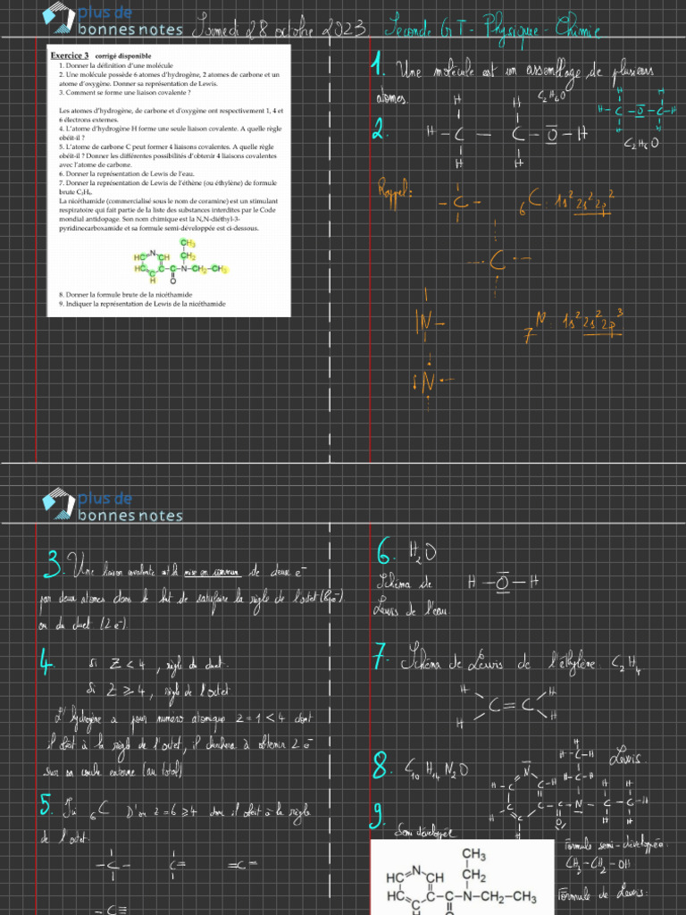 Exercices de Lewis en Chimie Seconde | PDF | Liaison chimique | Liaison ...