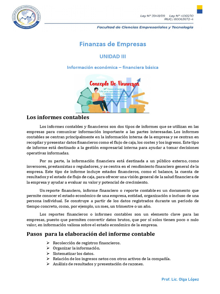 Informes Contables y Financieros Esenciales | PDF | Estado financiero ...