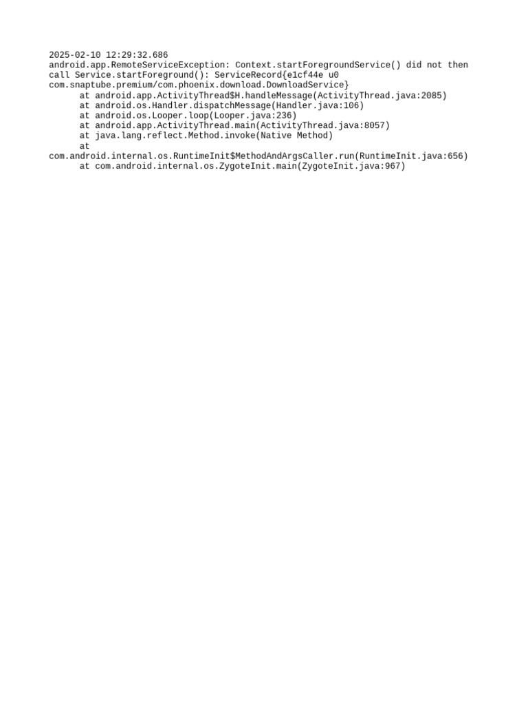 Android Foreground Service Error Log | PDF