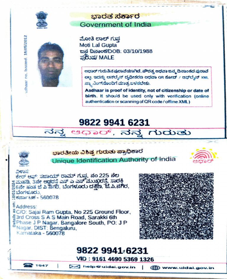 Aadhaar Authentication Details Document | PDF