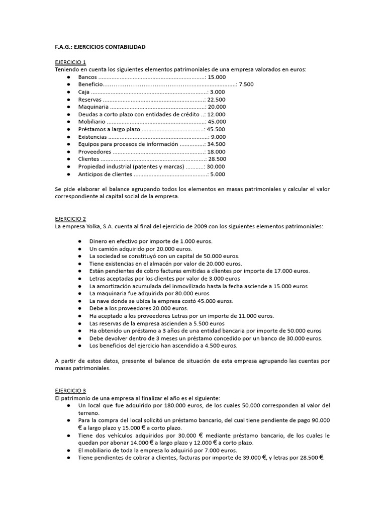 Ejercicios Prácticos de Contabilidad | PDF | Economias | Economía ...