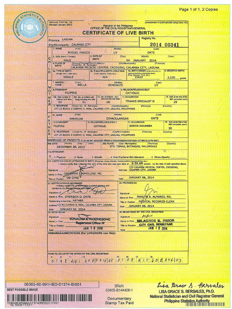 471922303 Psa Birth Certificate PDF | PDF