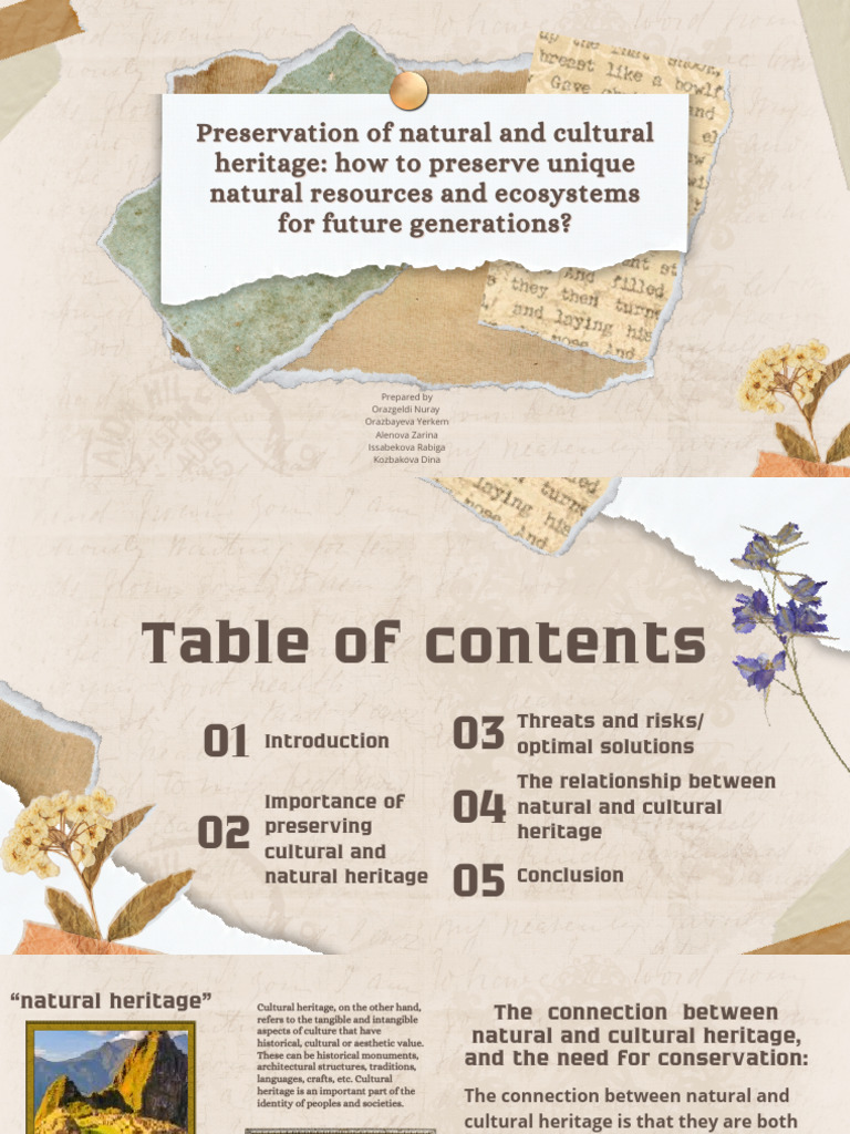 Cultural and Natural Heritage Preservation | PDF | Cultural Heritage ...