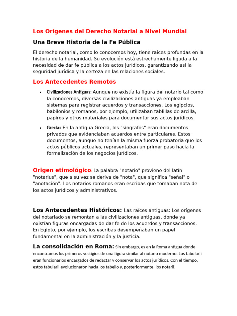 Los Orígenes Del Derecho Notarial A Nivel Mundial | PDF