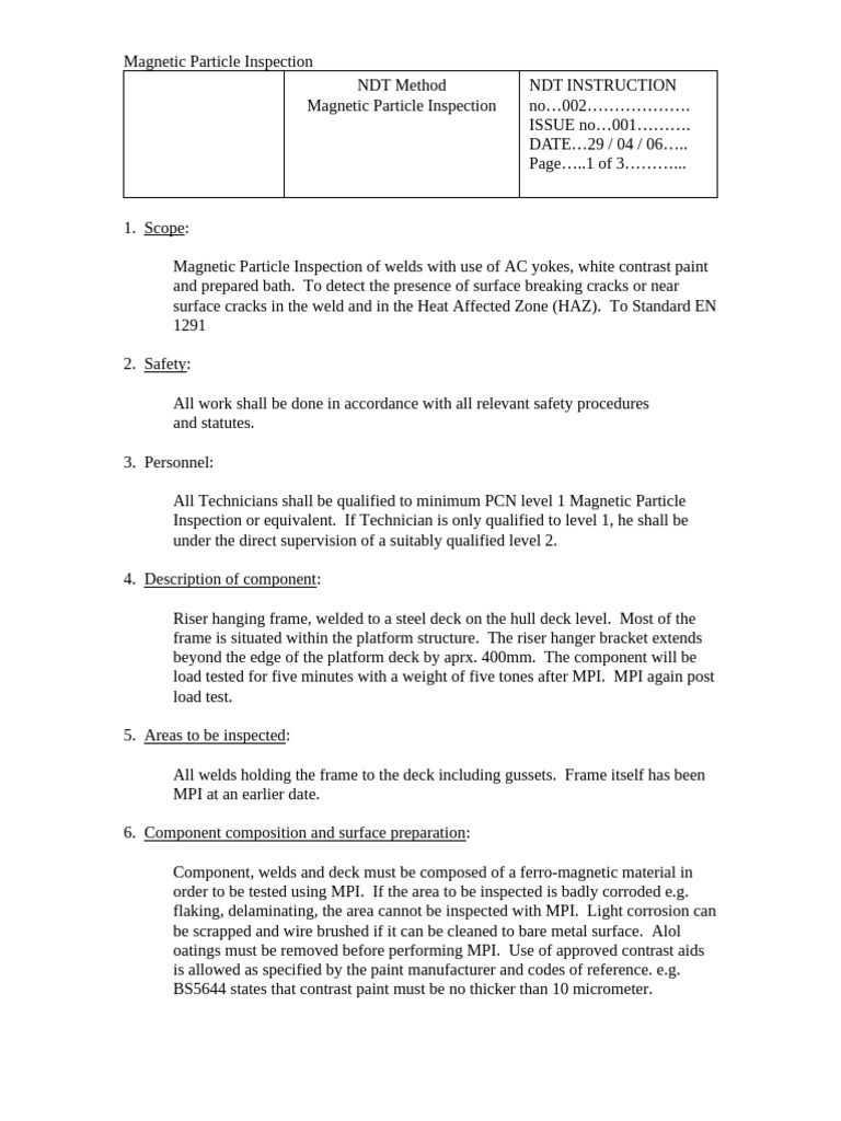 Magnetic Particle Inspection Guide | PDF | Welding | Construction