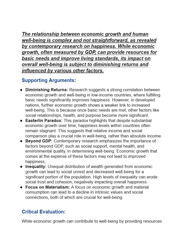The Relationship Between Economic Growth and Human Well-Being | PDF ...