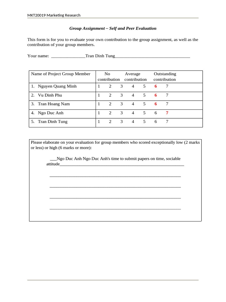 Group Assignment Evaluation Form | PDF | Vietnam | Politics Of Vietnam