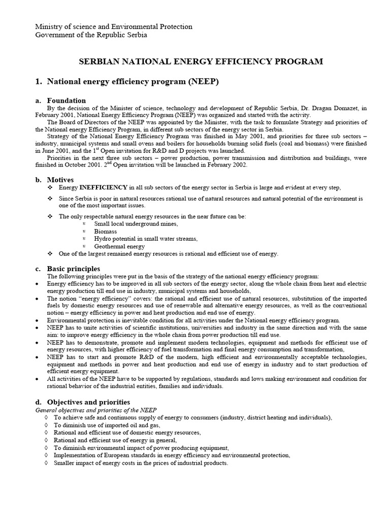 Serbian Energy Efficiency Goals | PDF | Efficient Energy Use | Energy ...